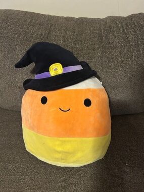 Halloween Candy Corn Plush with Witch Hat